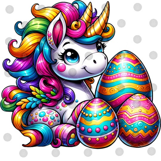 Easter Unicorn & Colorful Eggs Digital Files