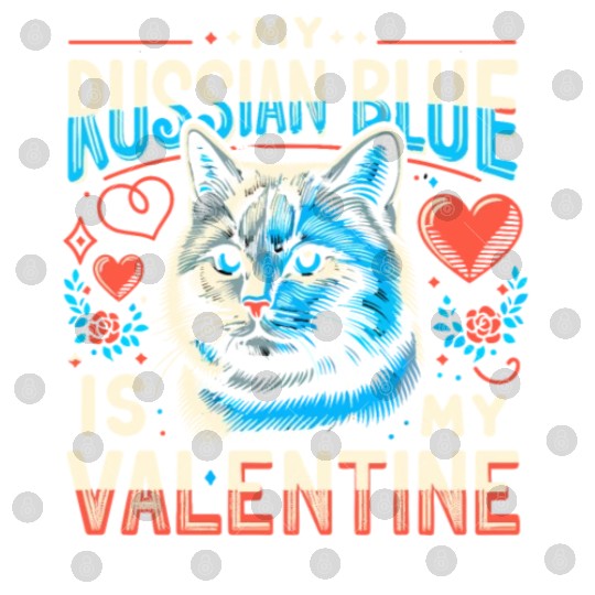 Russian Blue Cat Love Cute Valentine's for Cat lov Digital Files