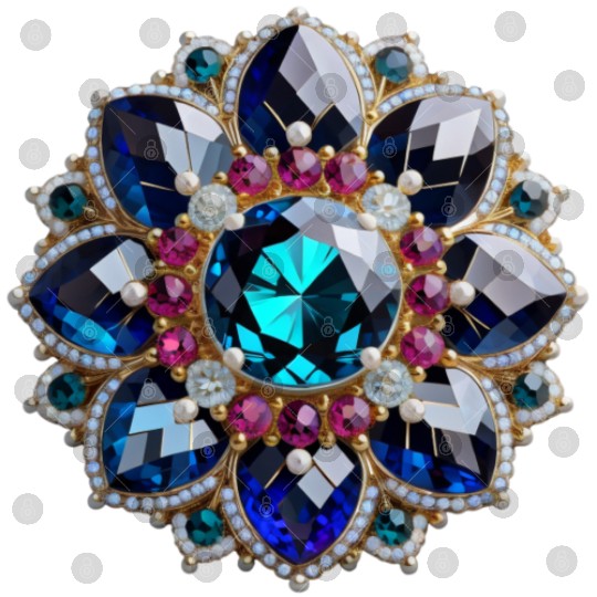 Gorgeous Gemstone Brooch: A Radiant Statement Piec Digital Files
