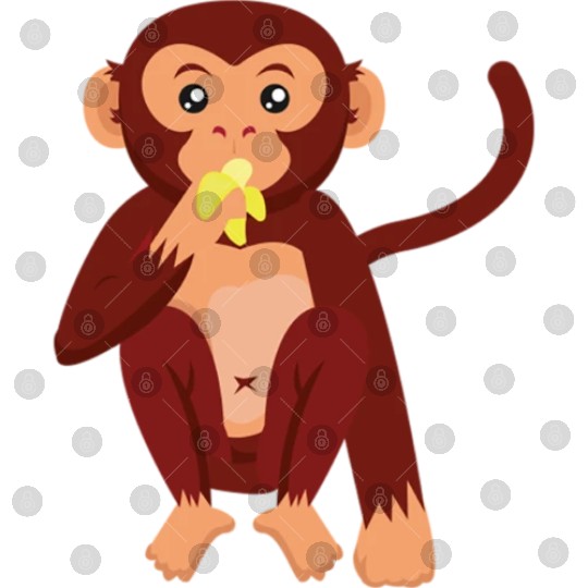 Cute monkey eating banana Digital Files