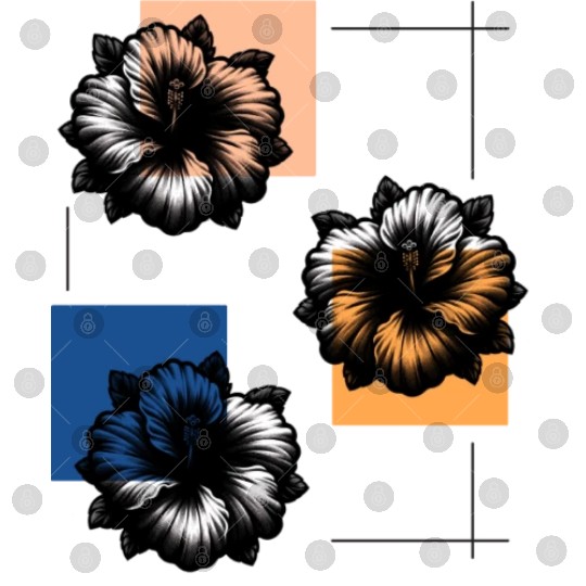 Abstract Risograph hibiscus Digital Files