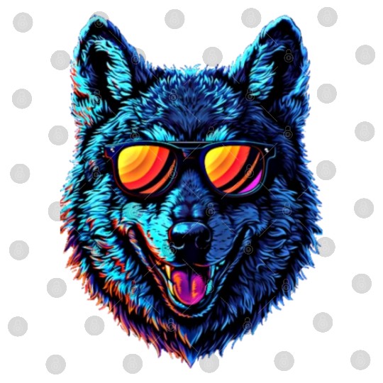 Cool Wolf Face Blue Wolf Wearing Sunglasses Digital Files