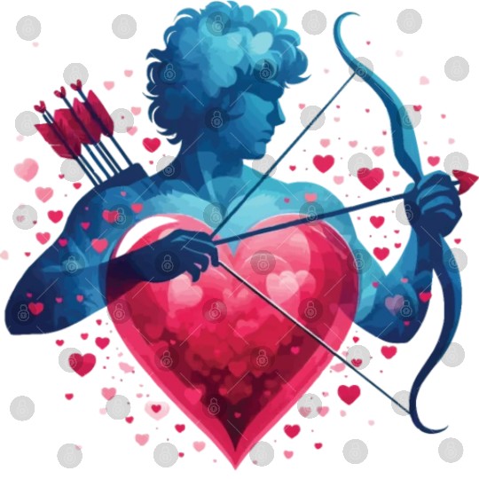 Valentine's Day: Cupid with a love arrow and heart Digital Files