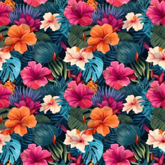 Exotic Hibiscus Botanical Pattern Digital Files