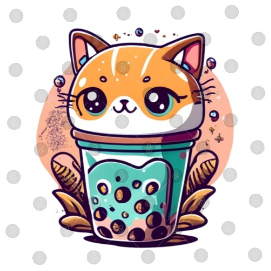Anime Cat Bubble Tea Digital Files