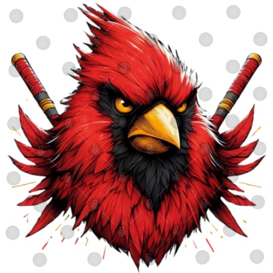 Red Northern Cardinal As Ninja Symbol Of Bravery Digital Files