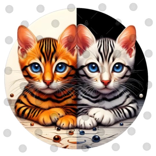 Bengal Kittens Black White Background Digital Files
