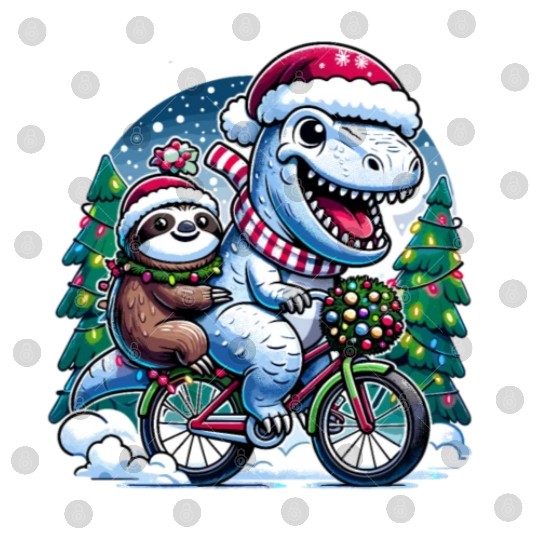 Winter Wonderland T-Rex and Sloth Cycling Duo Digital Files