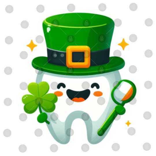 St patricks day cartoon dentist design, cute tooth Digital Files