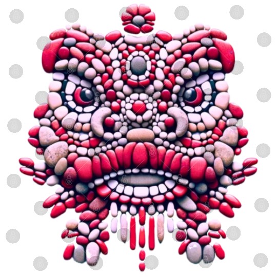 Chinese New Year - Pink Peony Lion Dance Mask Digital Files