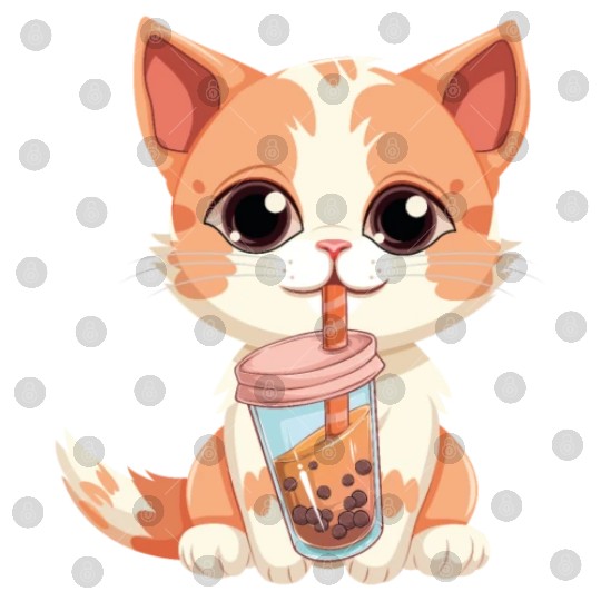 Cat Boba Tea Bubble Tea Anime Kawaii Neko Digital Files