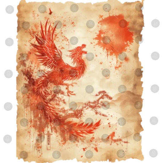 Fantasy Papyrus Scroll Japanese Art Silhouette Digital Files