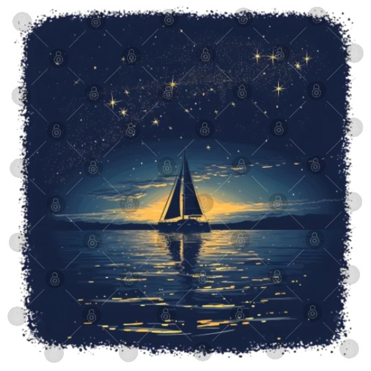 Starry Night Sailing Catamaran Digital Files