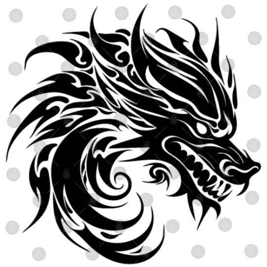 Roaring Chinese Dragon In Tattoo Style Digital Files