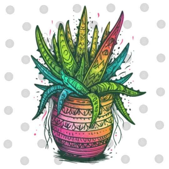 Psychedelic Aloe Vera Succulent Plant Gardener Digital Files
