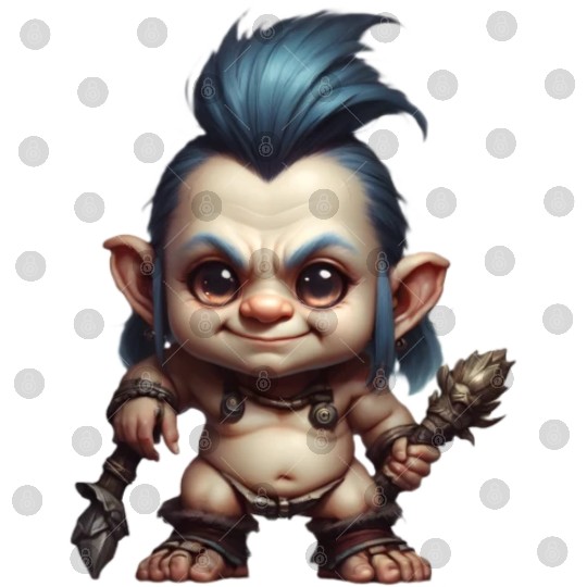 Troll boy warrior with blue hair Digital Files