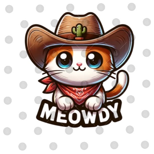 Cute Meowdy Cat Cowboy Pun Digital Files