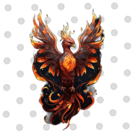 Fiery Phoenix Tattoo Design - Flight of Rebirth Digital Files