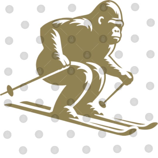 Monkey Gorilla Chimpanzee Ski Silhouette Design Digital Files