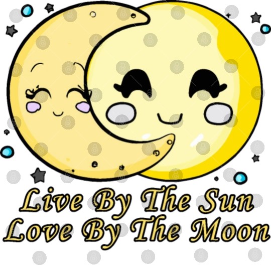 Live By The Sun Love By The Moon, Cartoon Sun Moon Digital Files