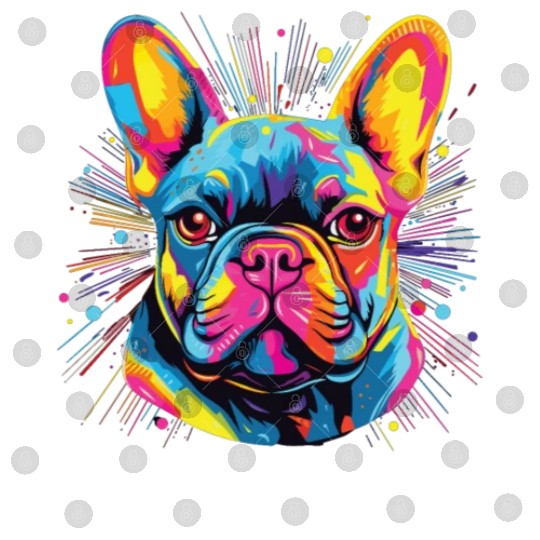 Watercolor Colorful French Bulldog Digital Files