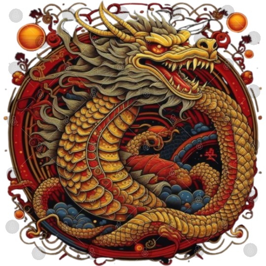 Chinese dragon. Dragon in a circle. Digital Files