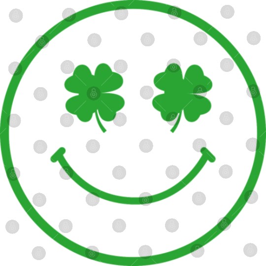 Green shamrock happy face Digital Files