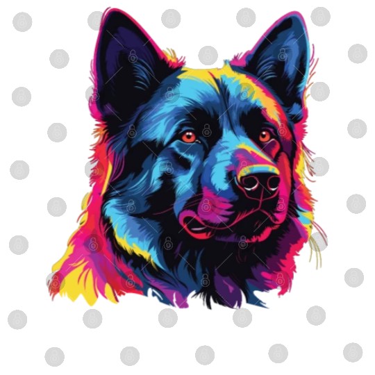 Watercolor Colorful Norwegian Elkhound Digital Files