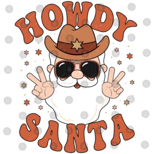 Howdy Santa Peace Christmas Western Cowboy Claus Digital Files