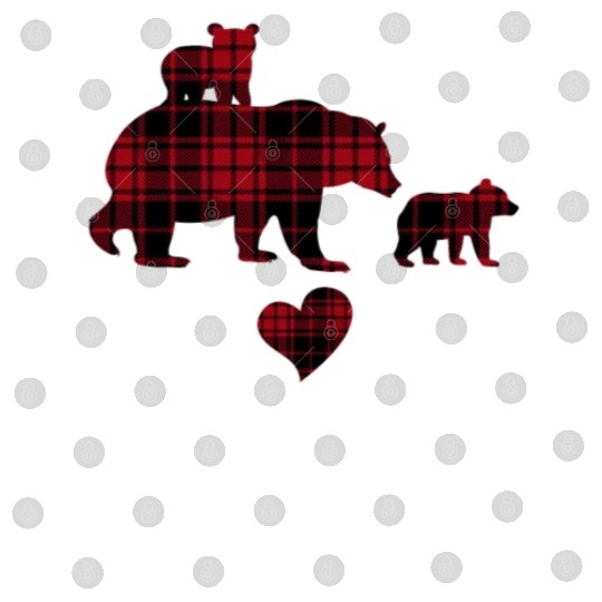 Mama Bear 2 Cubs Digital Files Christmas Mama Bear Plaid