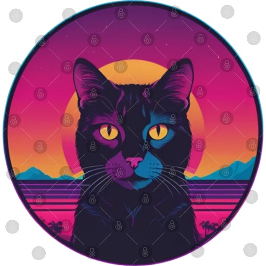 Synthwave Black Cat Digital Files