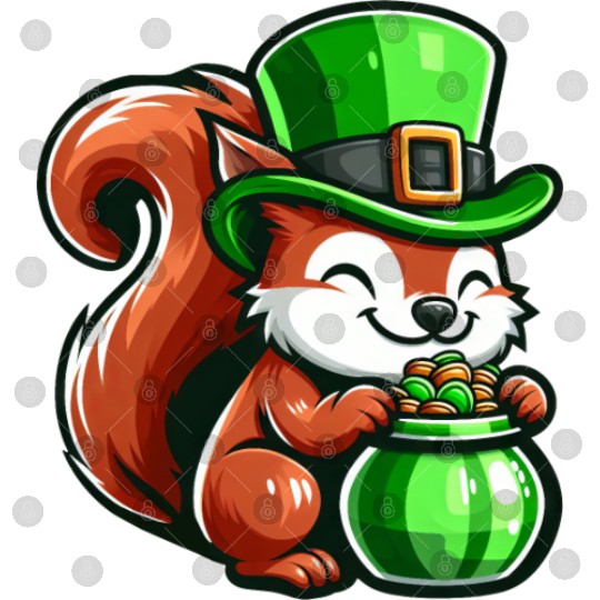 St. Patrick's Day Cute Squirrel Comic Design Digital Files