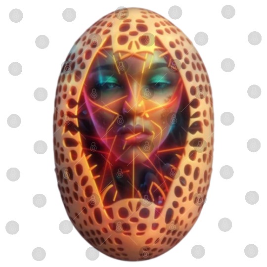 Abstract lines wireframe eggs with a woman face Digital Files