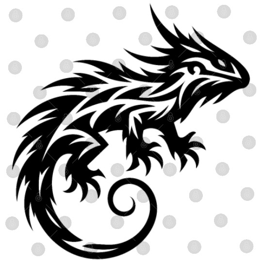 Shaggy Bearded Dragon Tribal Dragon Tattoo Digital Files