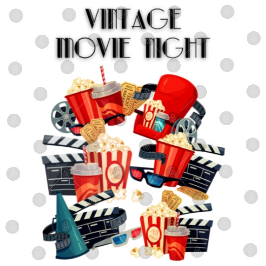 Popcorn Vintage Movie Night Digital Files