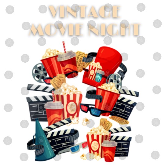 Popcorn Vintage Movie Night Digital Files