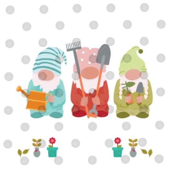 Cute Garden Gnomes Gardener Digital Files