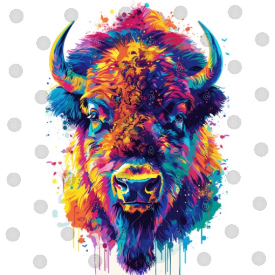 Colorful Bison Abstract Animal Art Wildlife Digital Files