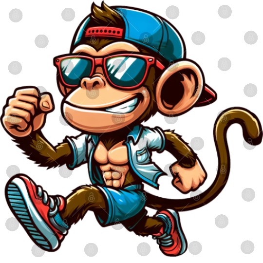 Cool monkey jogging fitness running sport Digital Files