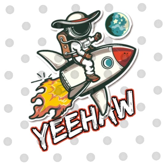 Space Cowboy Riding a Rocket with Yeehaw Slogan Digital Files