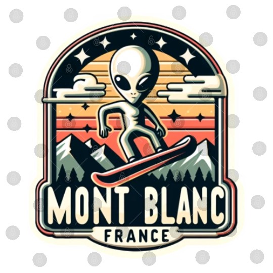 Mont blanc chamonix french alps Alien on snowboard Digital Files