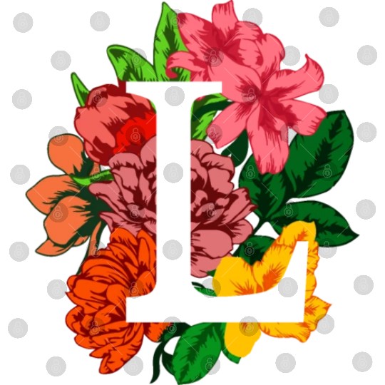 Capital letter L monogram with peony, lily flowers Digital Files