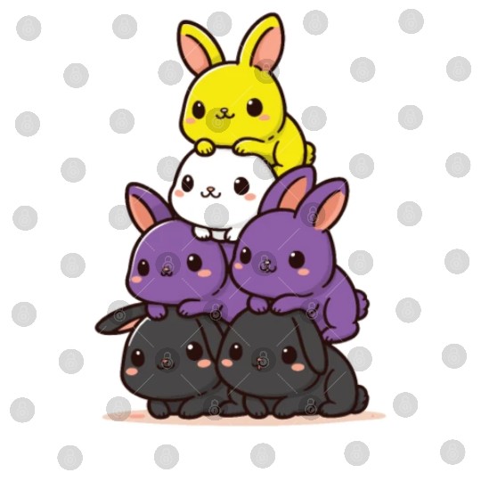Bunnies Nonbinary Flag Pride Month Cute Bunny Digital Files