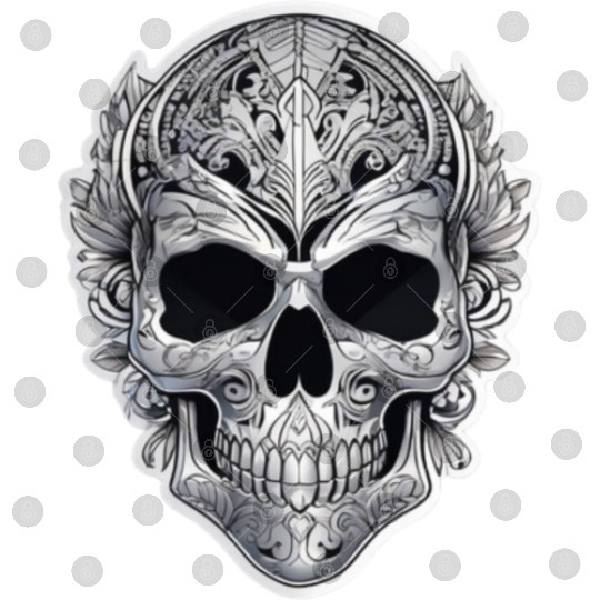 Mexican tribal silver metallic skull Digital Files