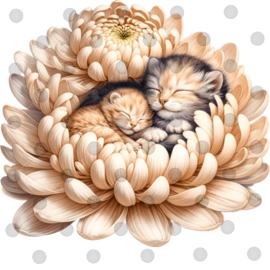 Kittens Sleeping In Flower Digital Files