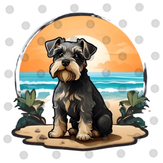 A miniature schnauzer dog in the beach Digital Files