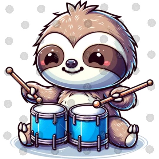 Cool Sloth Drummer Lazy Vibes Design Digital Files