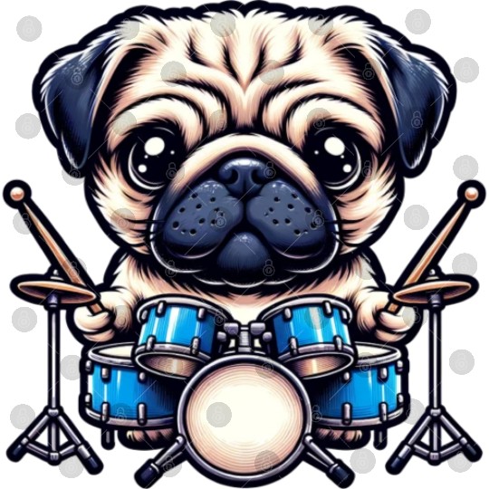 Cool Pug Drummer Puppy Beats Design Digital Files