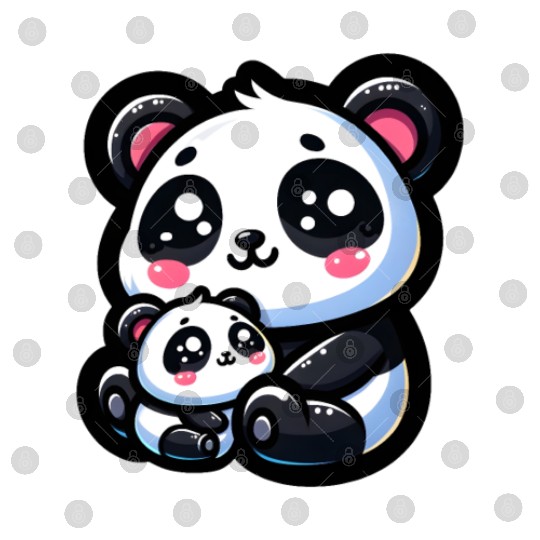 Proud Mother Panda With Her Cub for Mother's Day Digital Files