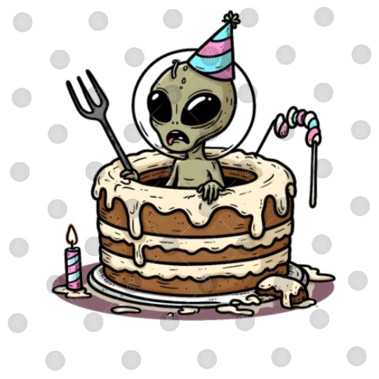 Alien Emerging from Birthday Cake Digital Files